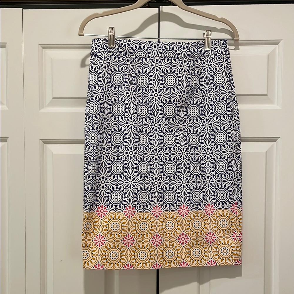 BODEN Geometric Patterned Gabriella Sun Tile Skirt - Blue, Pink, Yellow - Size 4
